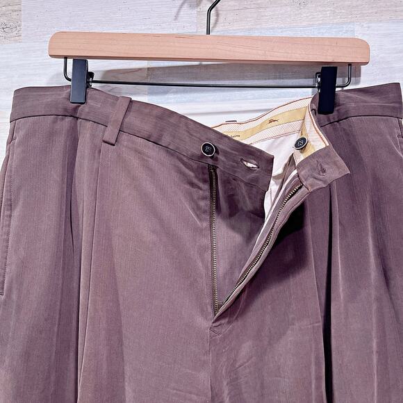 Tommy Bahama Silk Blend Pleated Front Pants Brown Relax Casual Beach Mens 36x32 - Picture 5 of 7